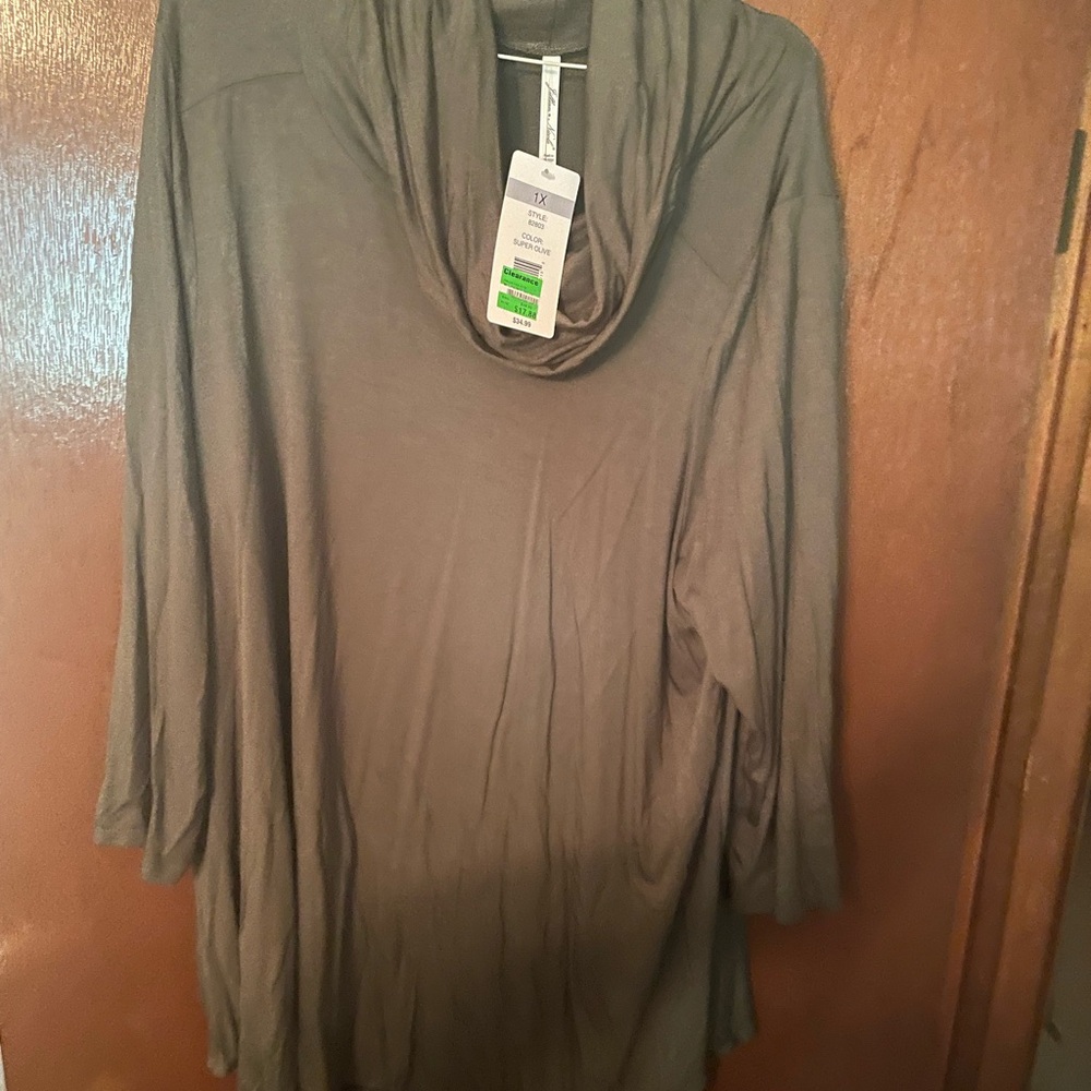 Women's Long Sleeve Cowl Neck Top - Olive